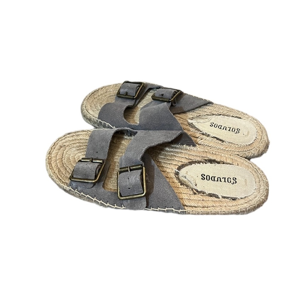 Soludos Womens Slide Suede Espadrille Rope Style in Grey Size 6